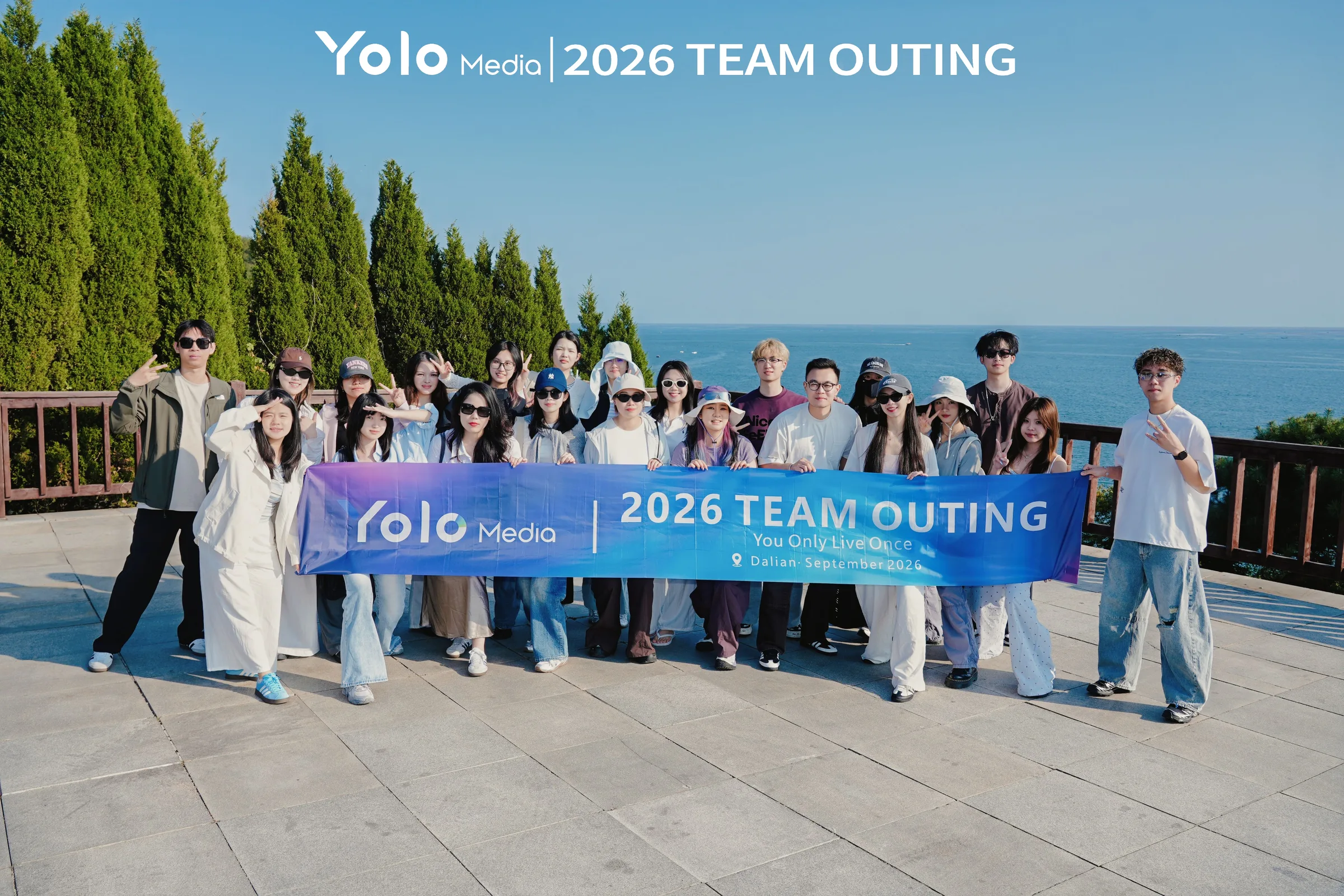 The Yolo Media team at the 2026 team outing in Dalian